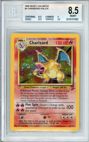 Pokemon Graded: Charizard 4/130 Base Set 2 (2000) Beckett 8.5