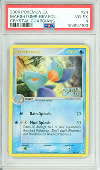 Pokemon Graded: Marshtomp 24/100 Crystal Gaurdians (2006) Reverse Foil PSA 4