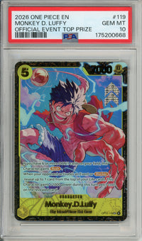 One Piece Graded: Monkey D. Luffy #119 Official Event Top 8 Regionals (2026) PSA 10