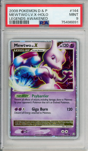 Pokemon Graded: Mewtwo LV. X 144/146 Legends Awakened (2008) PSA 9