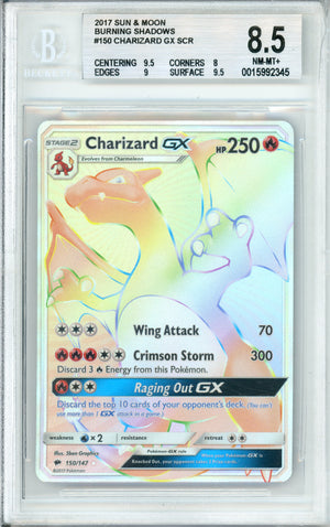 Pokemon Graded: Charizard GX 150/147 Burning Shadows (2017) Beckett 8.5