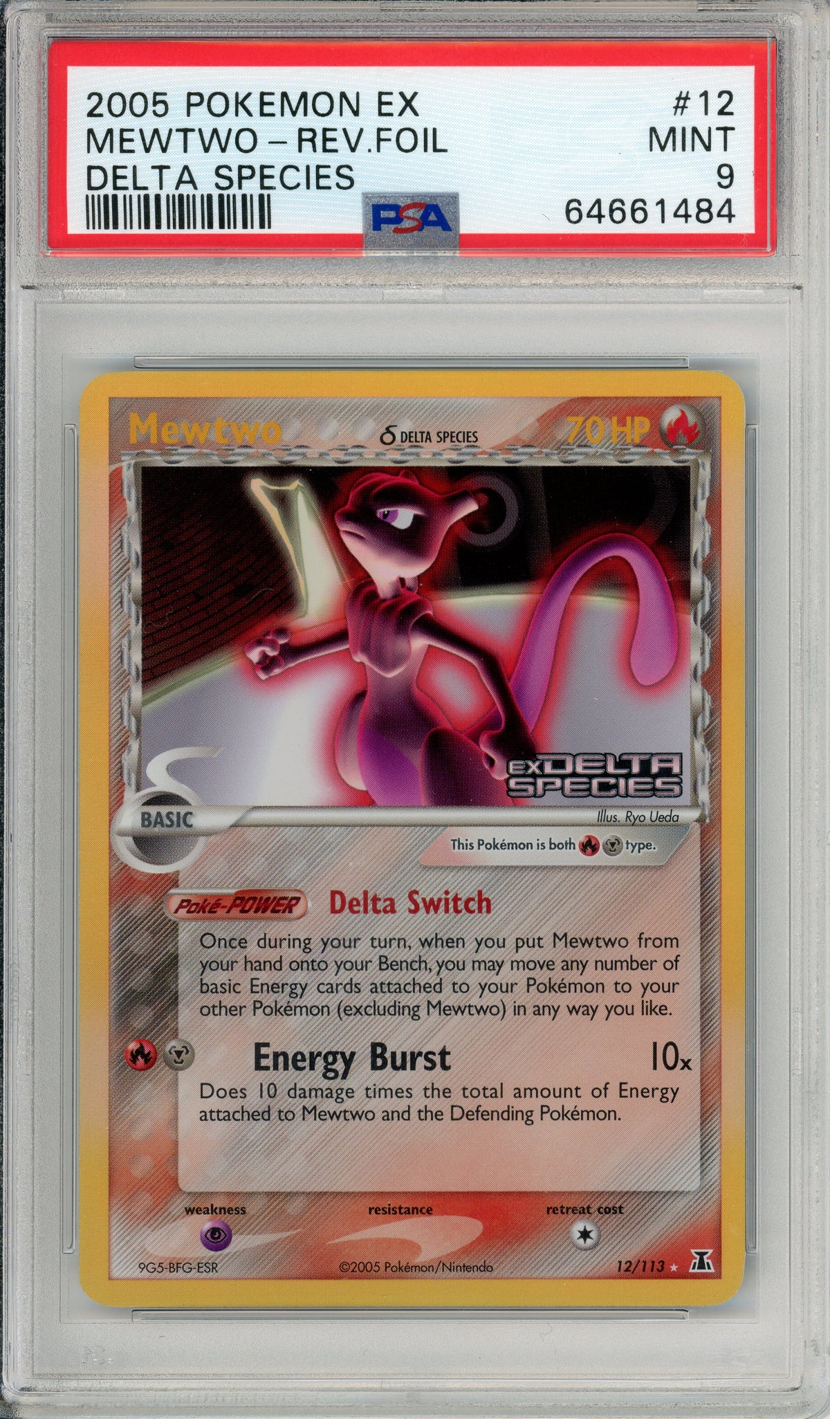 Pokemon Graded: Mewtwo #12 Delta Species (2005) Rev. Foil PSA 9