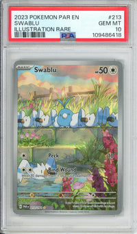 Pokemon Graded: Swablu 213/182 Paradox Rift (2023) IR Holo PSA 10