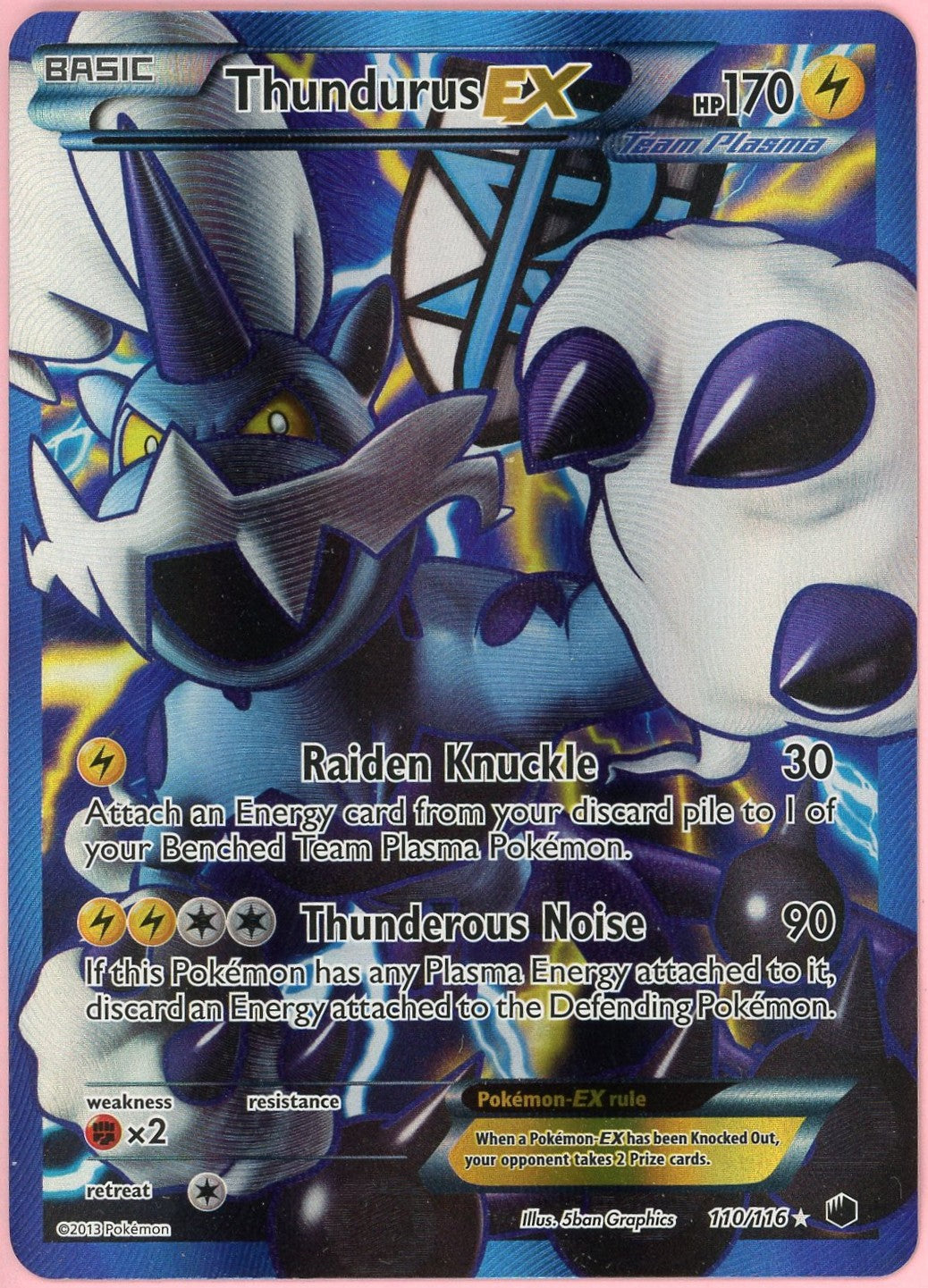 Pokemon Single: Thundurus EX 110/116 Plasma Freeze (2013) Full Art NM