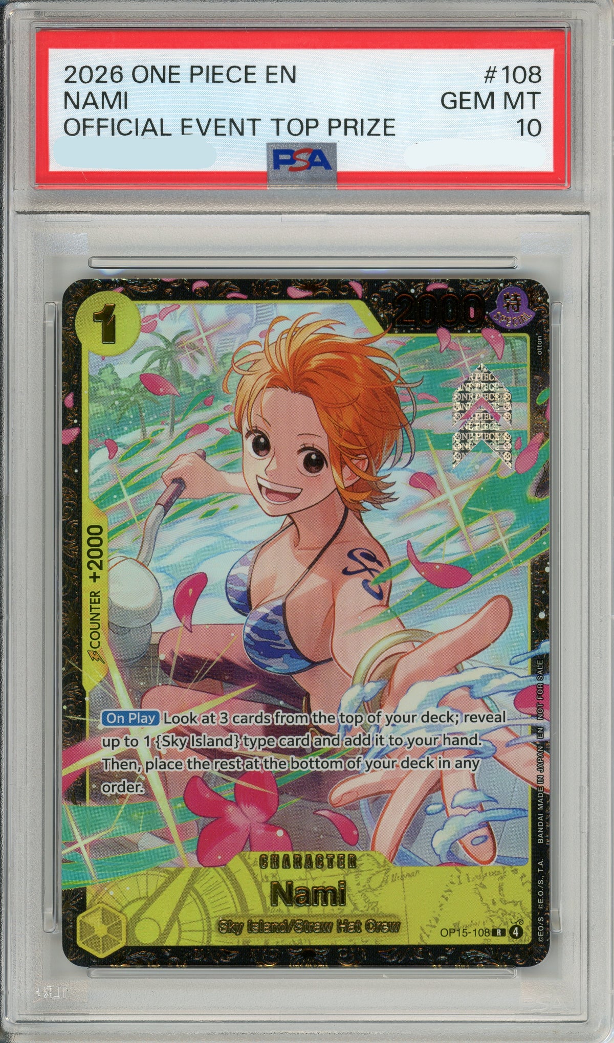 One Piece Graded: Nami #108 Official Event Regional Top 64 (2026) PSA 10