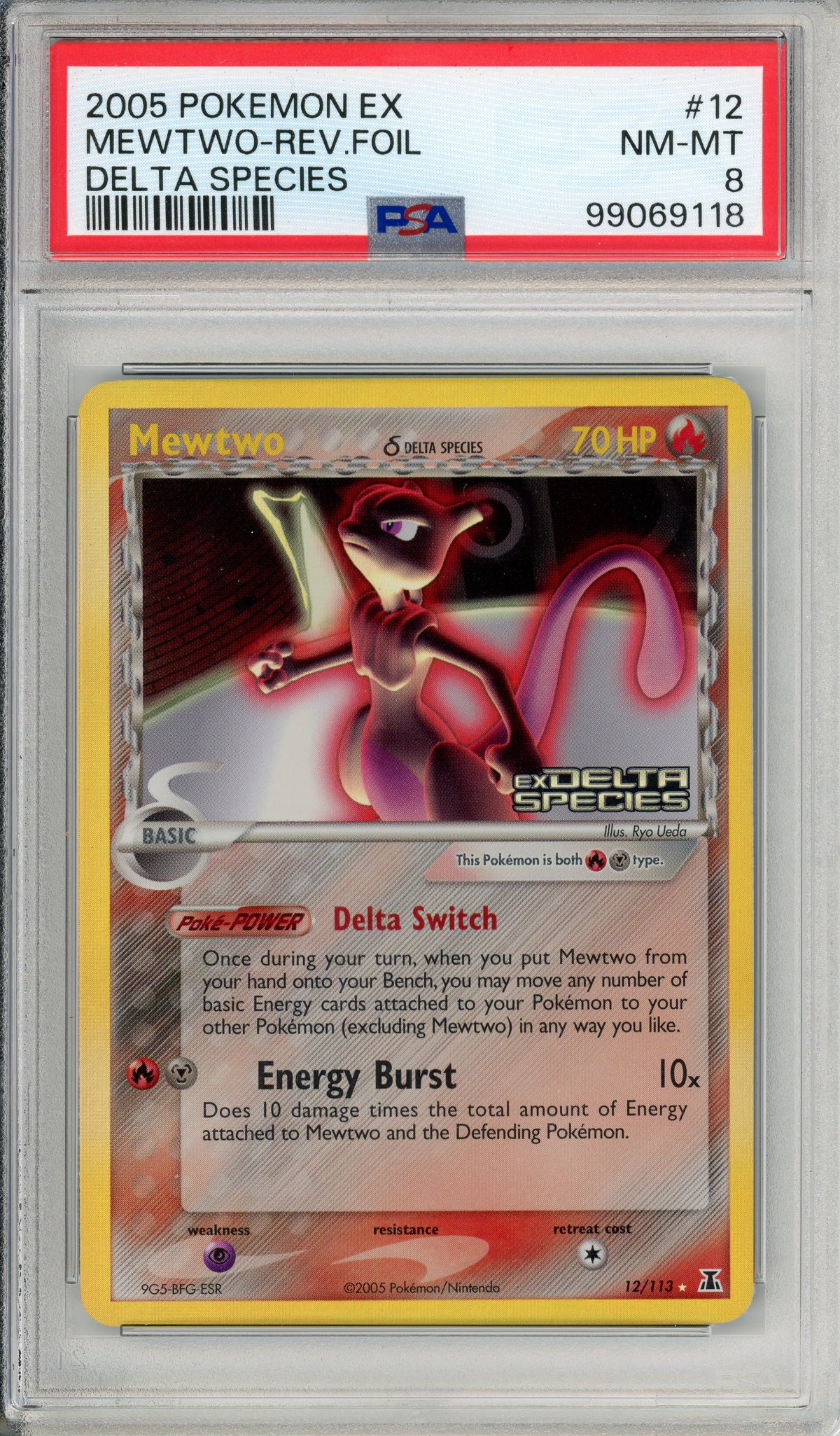 Pokemon Graded: Mewtwo #12 Delta Species (2005) Rev. Foil PSA 8