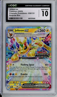 Pokemon Graded: Jolteon ex 030/131 Prismatic Evolutions Surprise Box Stamped (2025) CGC 10
