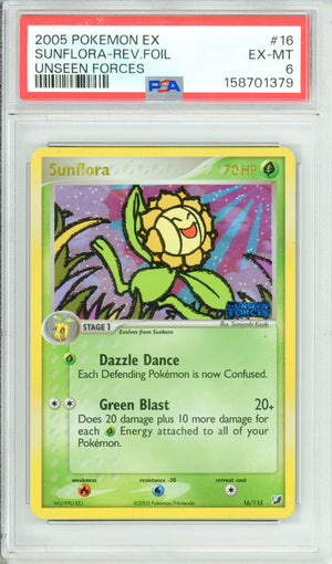 Pokemon Graded: Sunflora 16/115 Unseen Forces (2005) Reverse Foil PSA 6