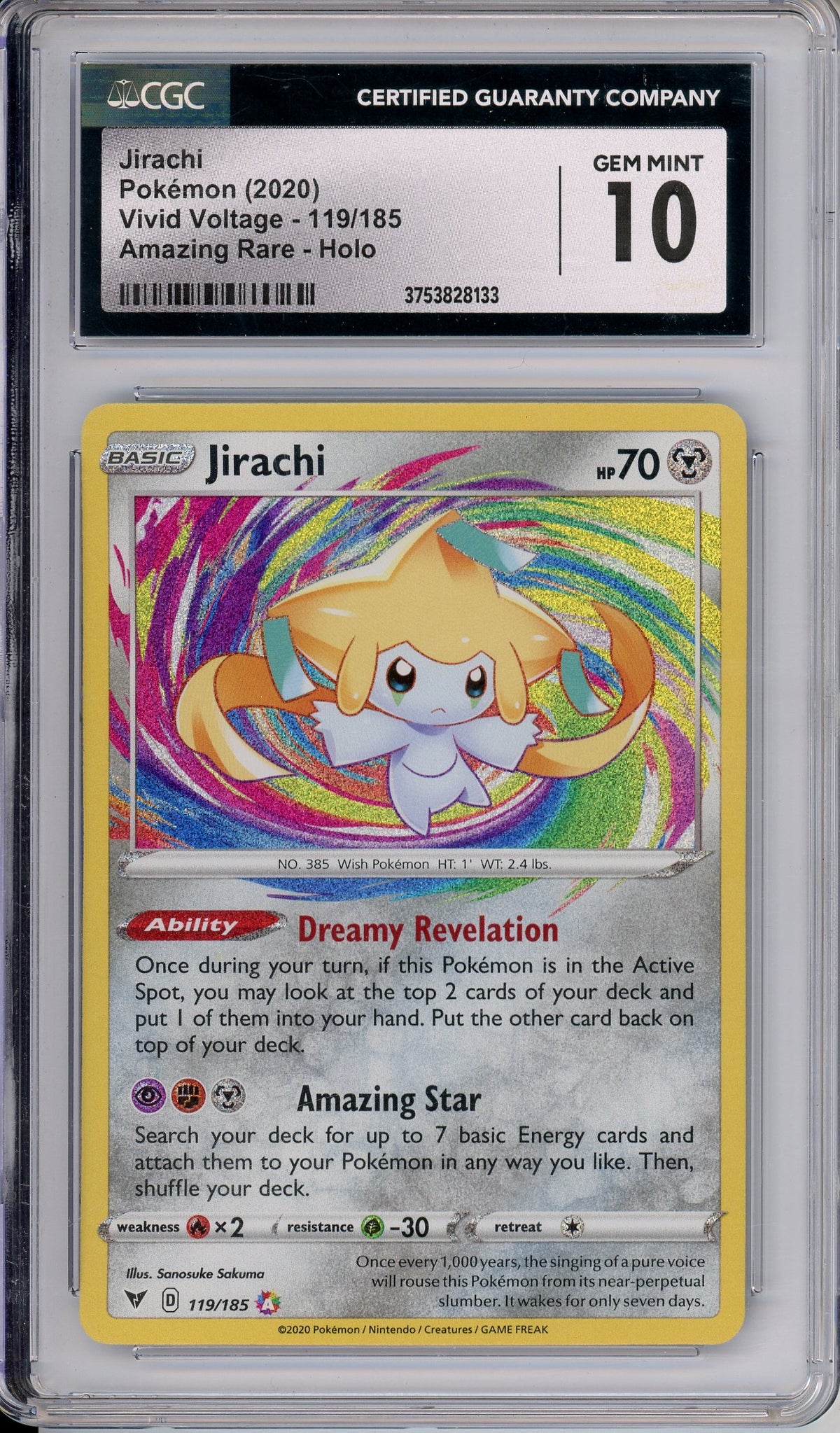Pokemon Graded: Jirachi 119/185 Vivid Voltage (2020) Amazing Rare Holo CGC 10