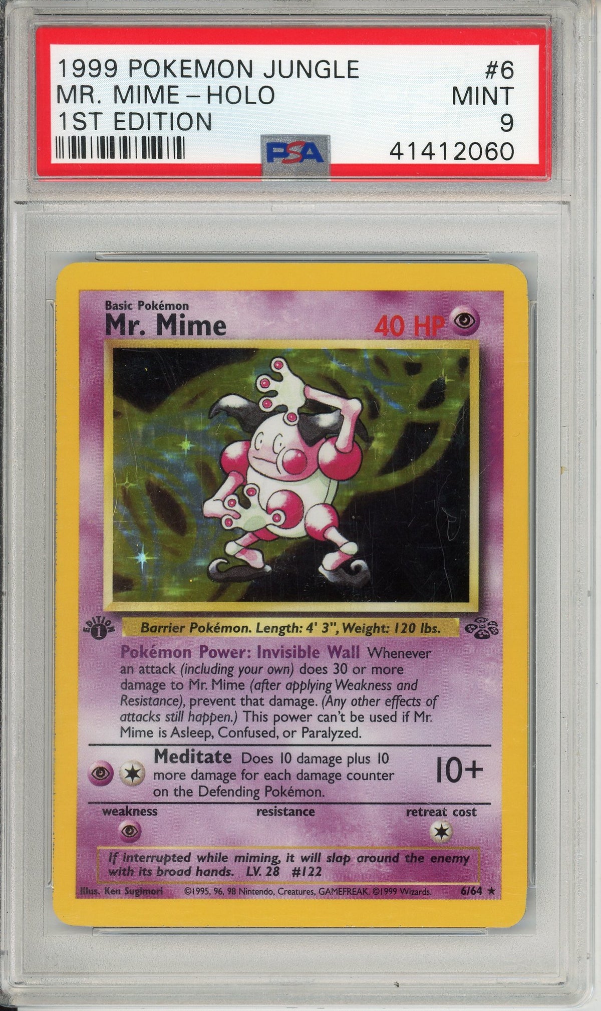 Pokemon Graded: Mr. Mime 1st Edition 6/64 Jungle (1999) Holo PSA 9