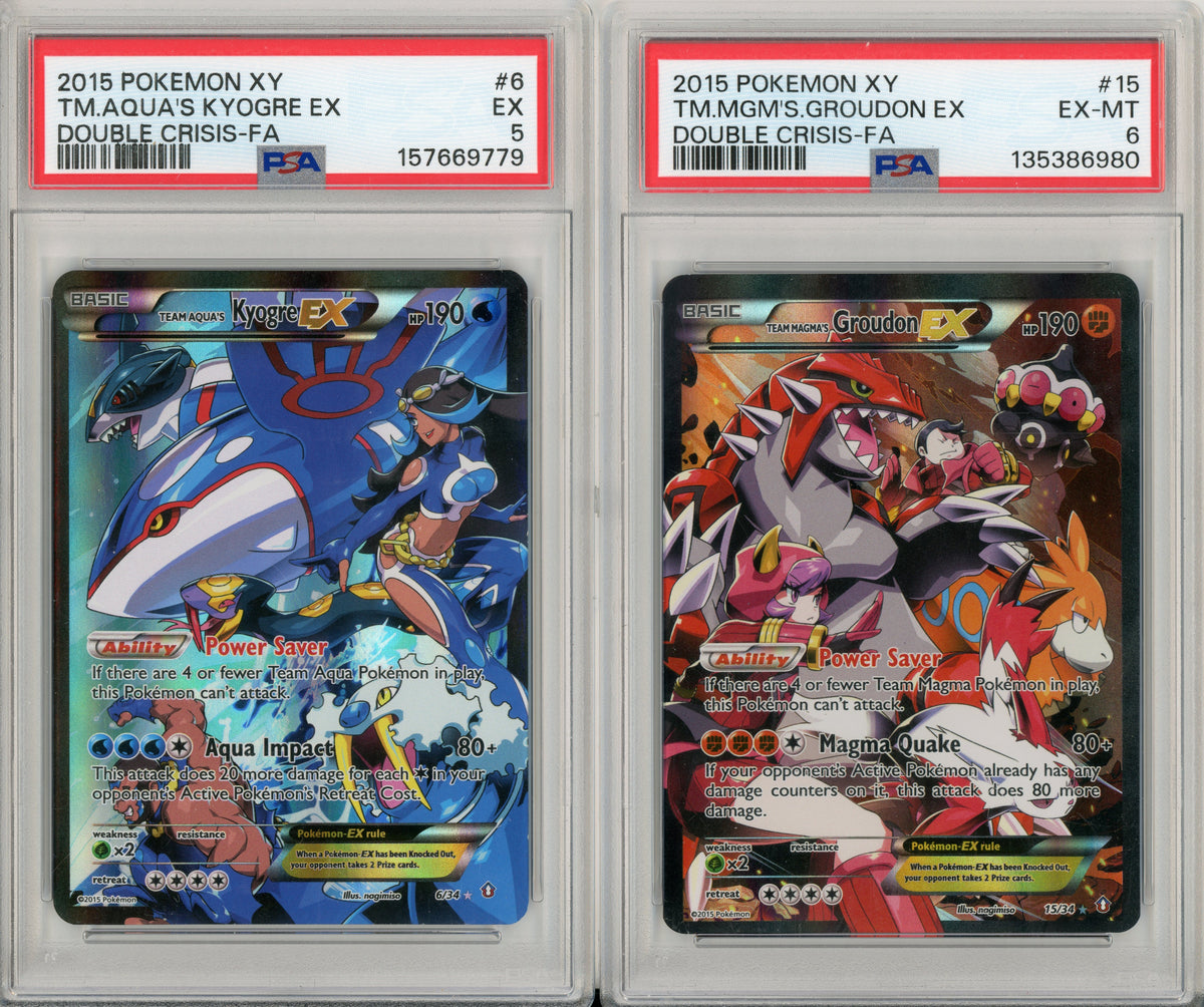 Pokemon Graded: Team Aqua's Kyogre & Team Magma's Groudon EX Set of 2 PSA 5 & 6