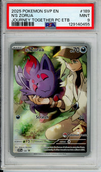 Pokemon Graded: N's Zorua Scarlet and Violet Promo 189 (2025) Pokemon Center Stamp PSA 9