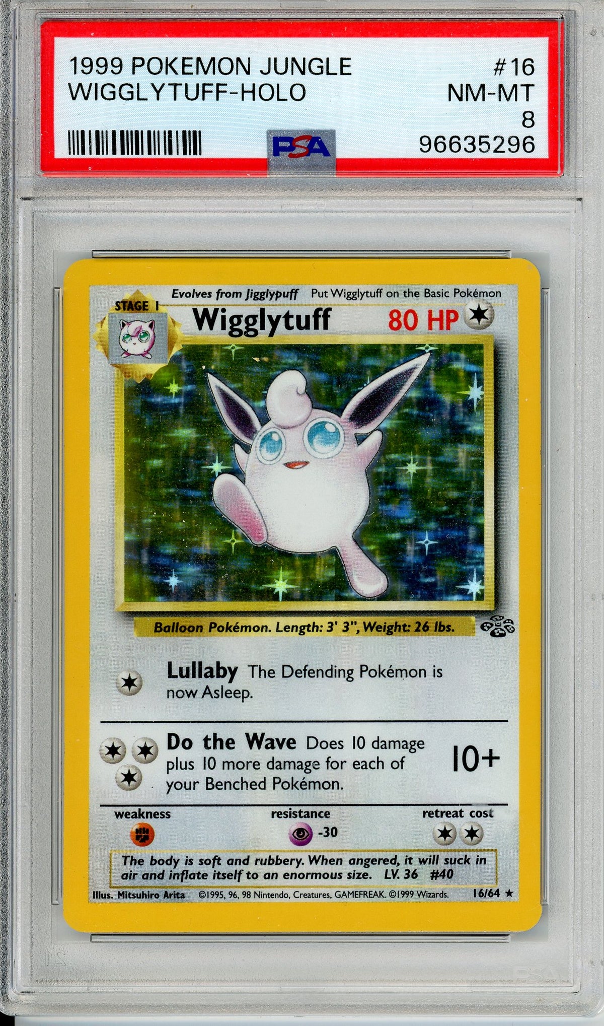 Pokemon Graded: Wigglytuff 16/64 Jungle (1999) Holo PSA 8