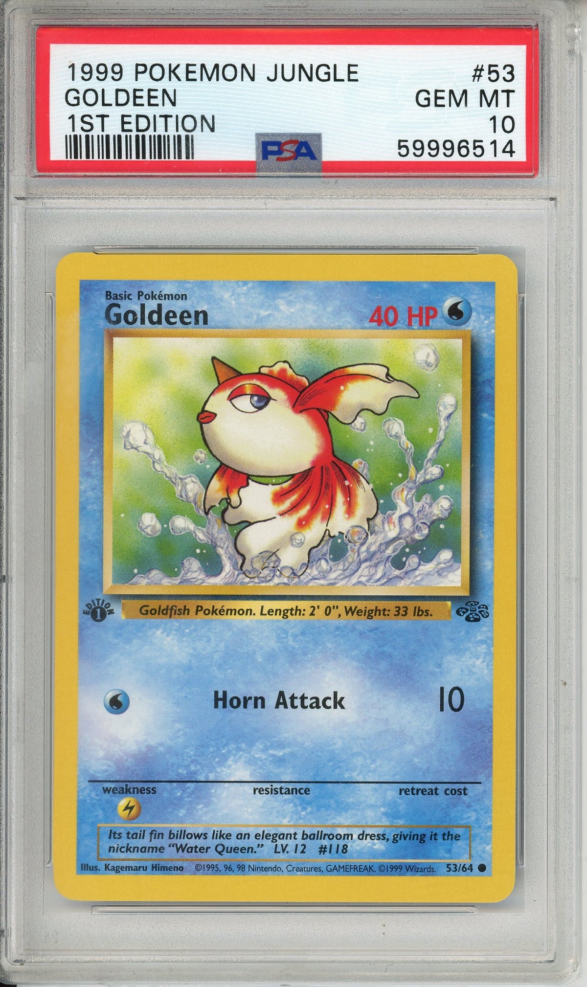 Pokemon Graded: Goldeen 1st Edition 53/64 Jungle (1999) PSA 10