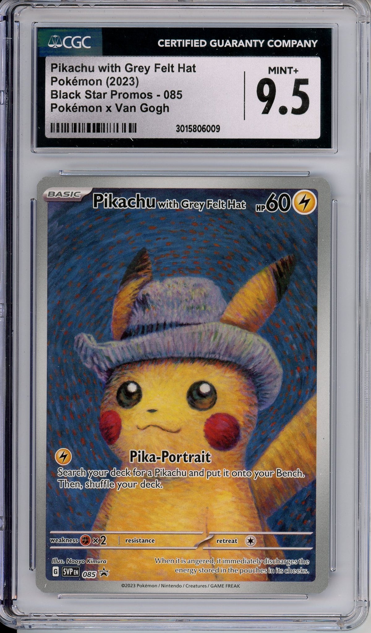 Pokemon Graded: Pikachu with Grey Felt Hat #85 Pokemon x Van Gogh Black Star Promo (2023) CGC 9.5