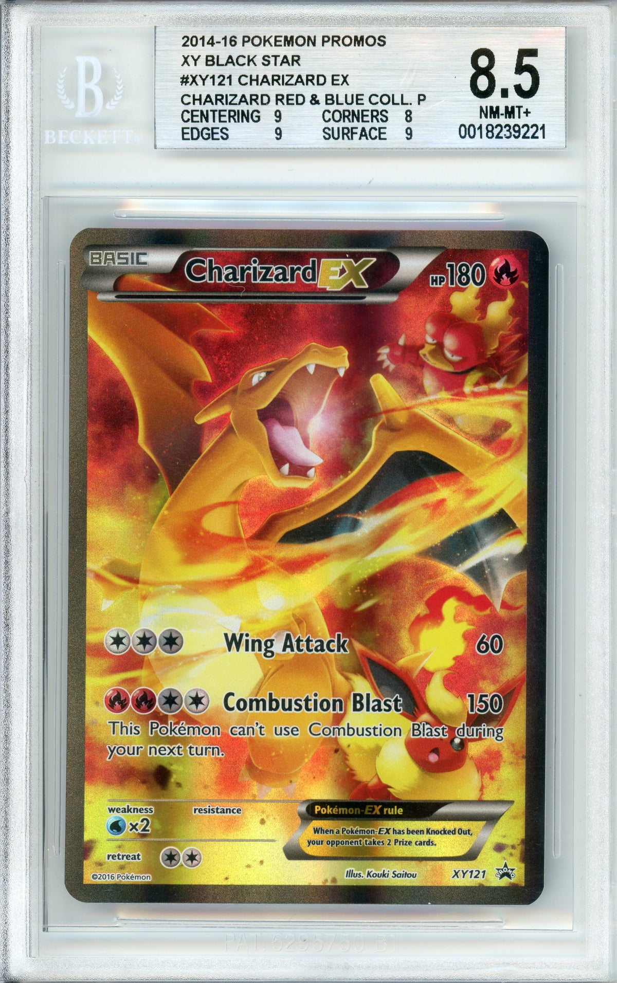Pokemon Graded: Charizard EX #XY121 Red & Blue Collection (2016) Beckett 8.5
