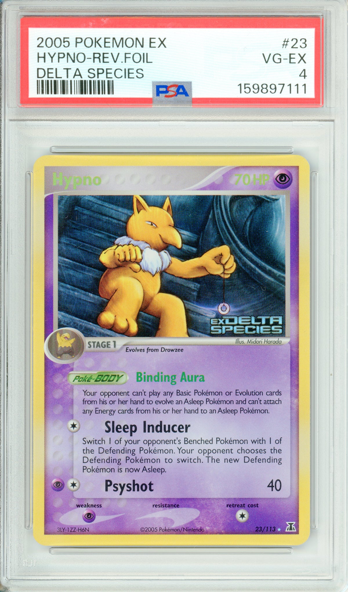 Pokemon Graded: Hypno 23/113 Delta Species (2005) Reverse Foil PSA 4