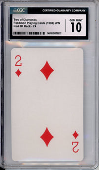 Pokemon Graded: Two of Diamonds ◆ Playing Cards Red 3D Deck (1998) CGC 10