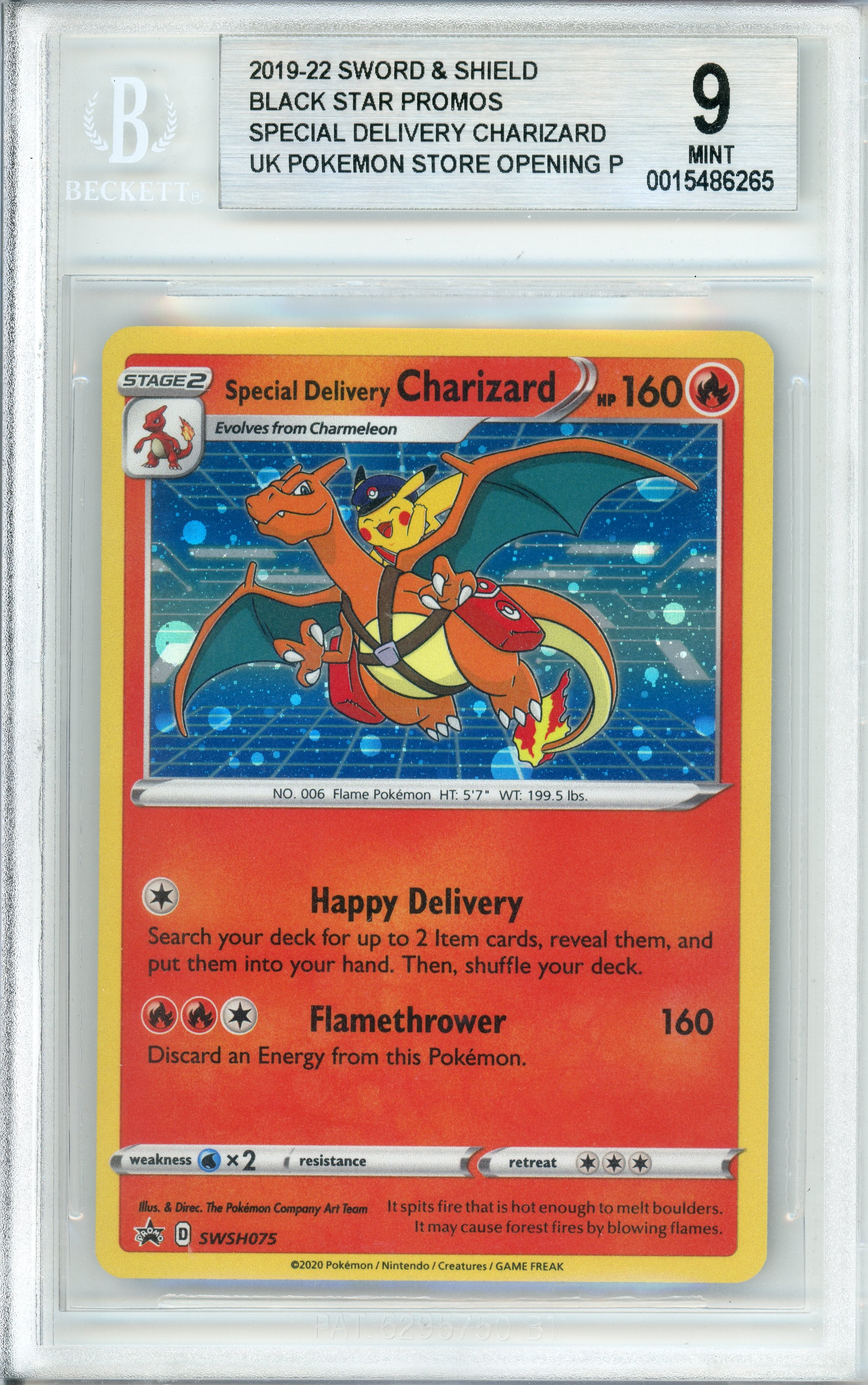 Pokemon Graded: Special Delivery Charizard #SWSH07 Holo Beckett 9