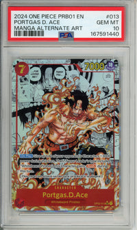 One Piece Graded: Portgas D. Ace #13 PRB01 Manga Alt Art (2024) PSA 10