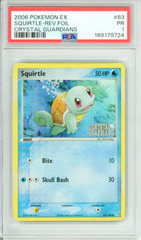 Pokemon Graded: Squirtle 63/100 Crystal Gaurdians (2006) Reverse Foil PSA 1