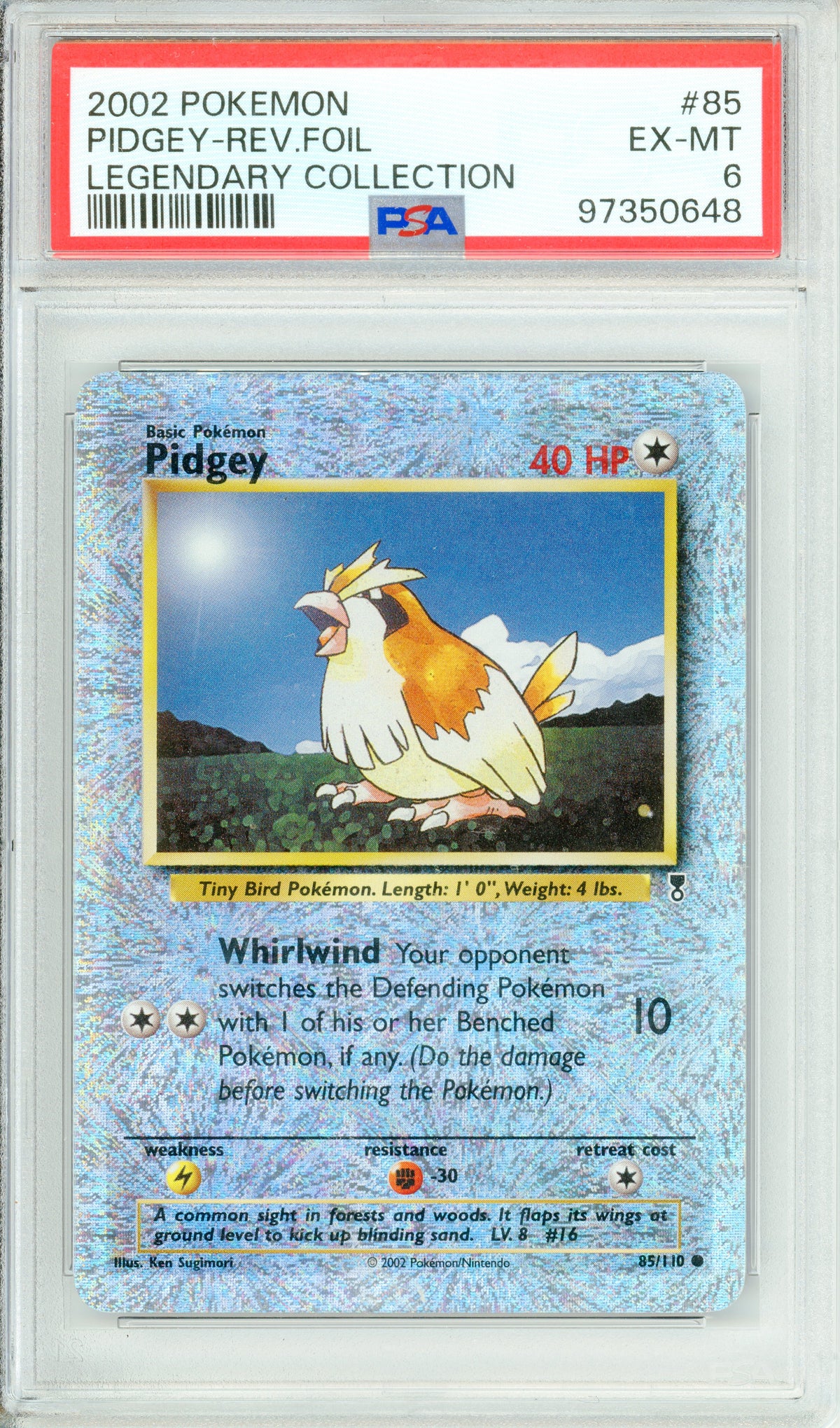 Pokemon Graded: Pidgey 58/110 Legendary Collection (2002) Reverse Foil PSA 6
