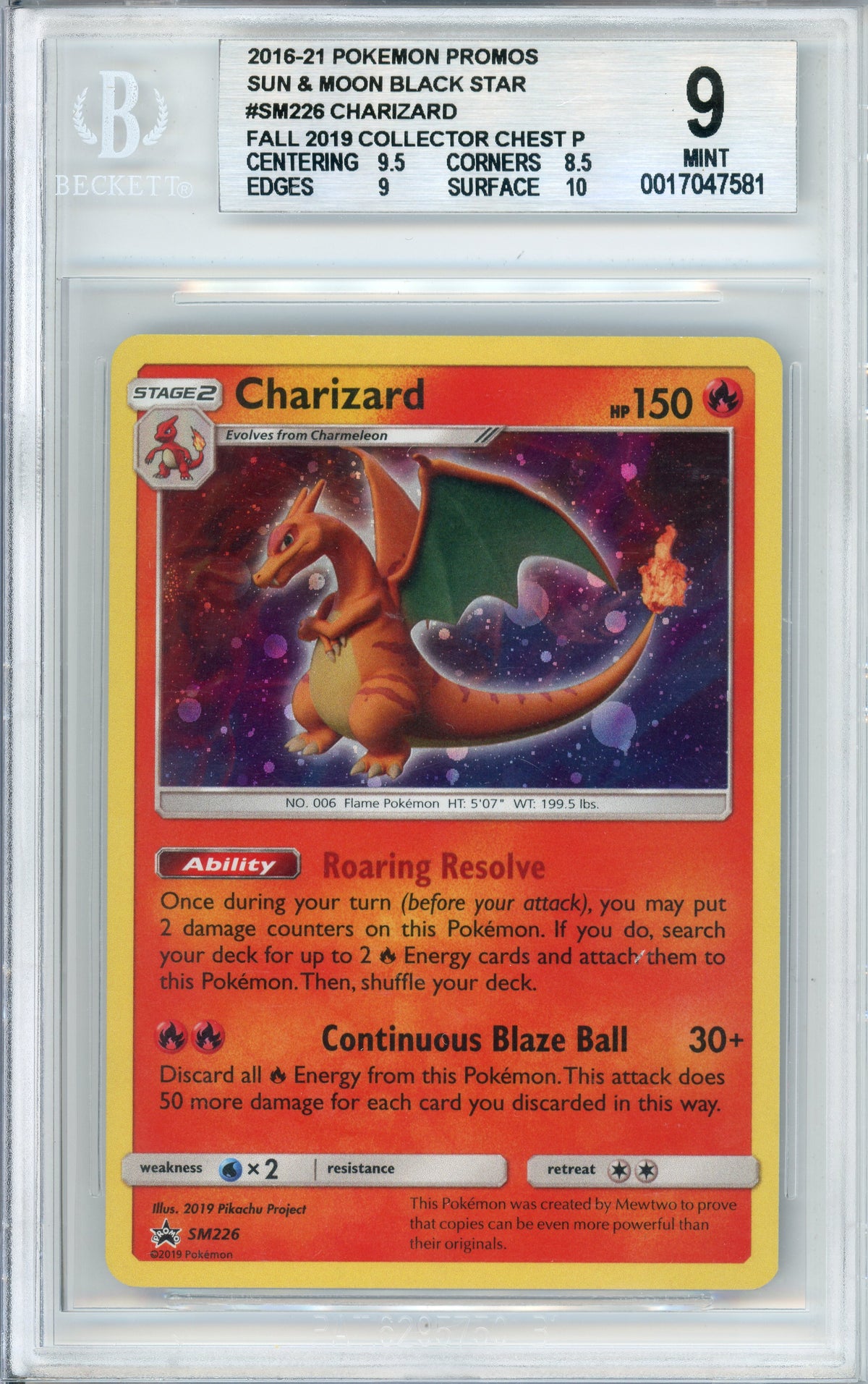Pokemon Graded: Charizard #SM226 Collector Chest Promo (2019) Beckett 9