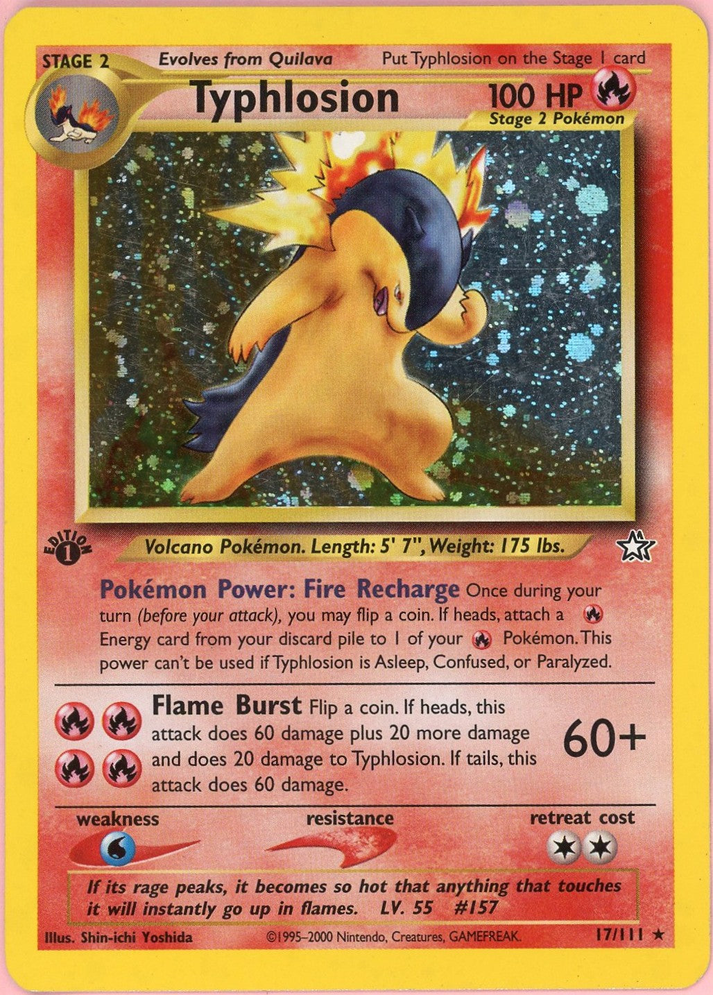 Pokemon Single: Typhlosion 1st Edition 17/111 Neo Genesis (2000) Holo DMG