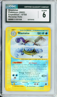 Pokemon Graded: Blastoise 4/165 Expedition (2002) Reverse Holo CGC 6
