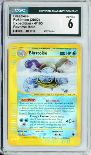 Pokemon Graded: Blastoise 4/165 Expedition (2002) Reverse Holo CGC 6