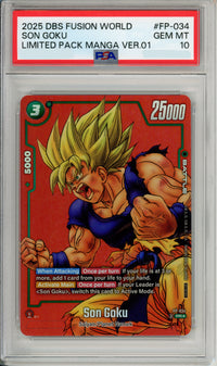 Dragon Ball Graded: Son Goku #FP-034 Limited Pack Manga Ver. 01 (2025) PSA 10