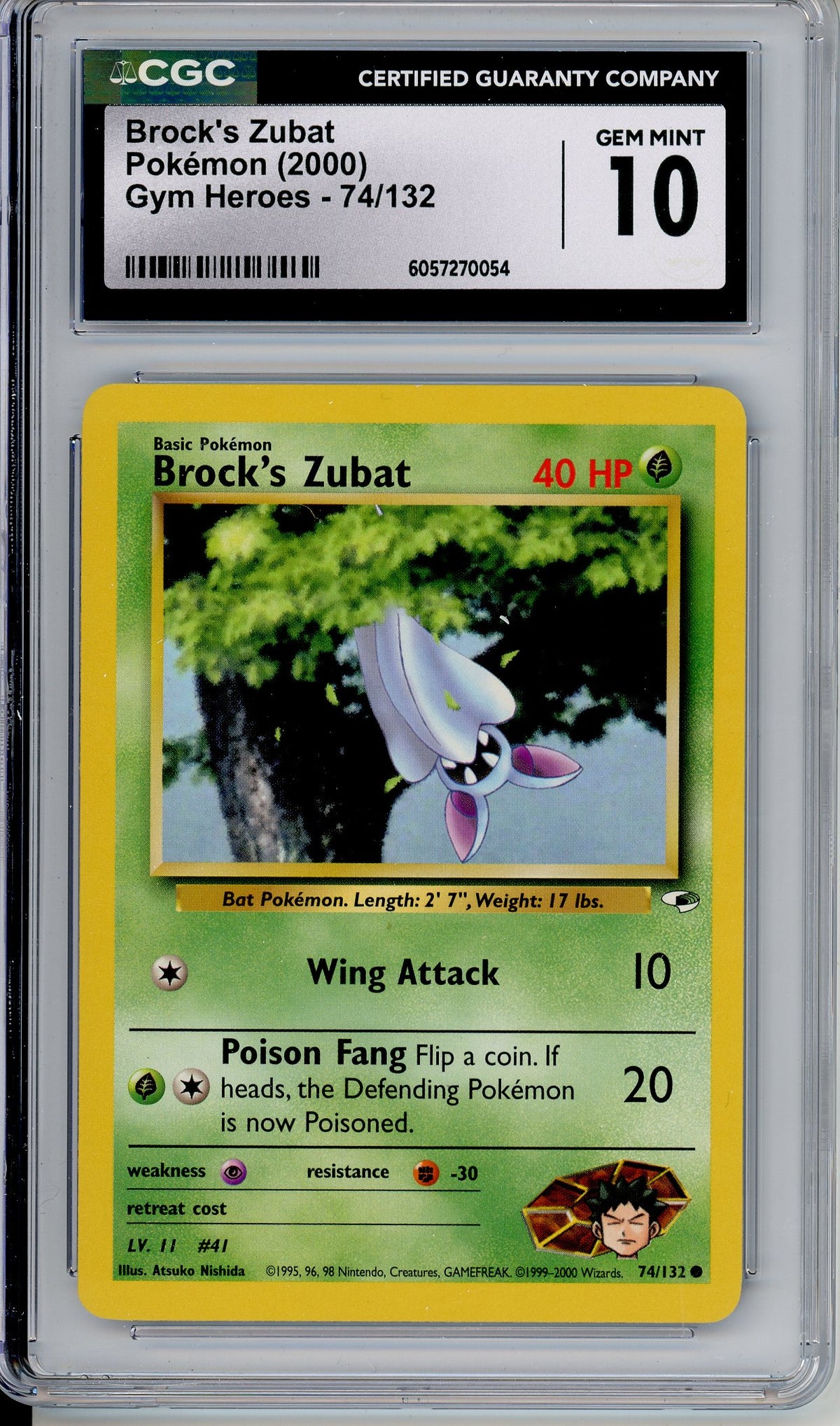 Pokemon Graded: Brock's Zubat 74/132 Gym Heroes (2000) Common CGC 10