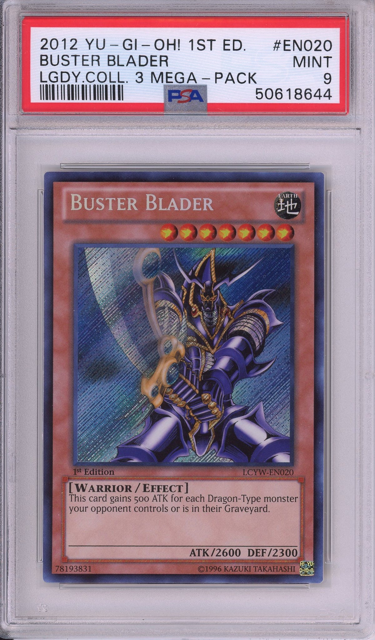 Yu-Gi-Oh! Graded: Buster Blader #EN020 Yugi's World Mega Pack Legendary Collection (2012) Holo PSA 9