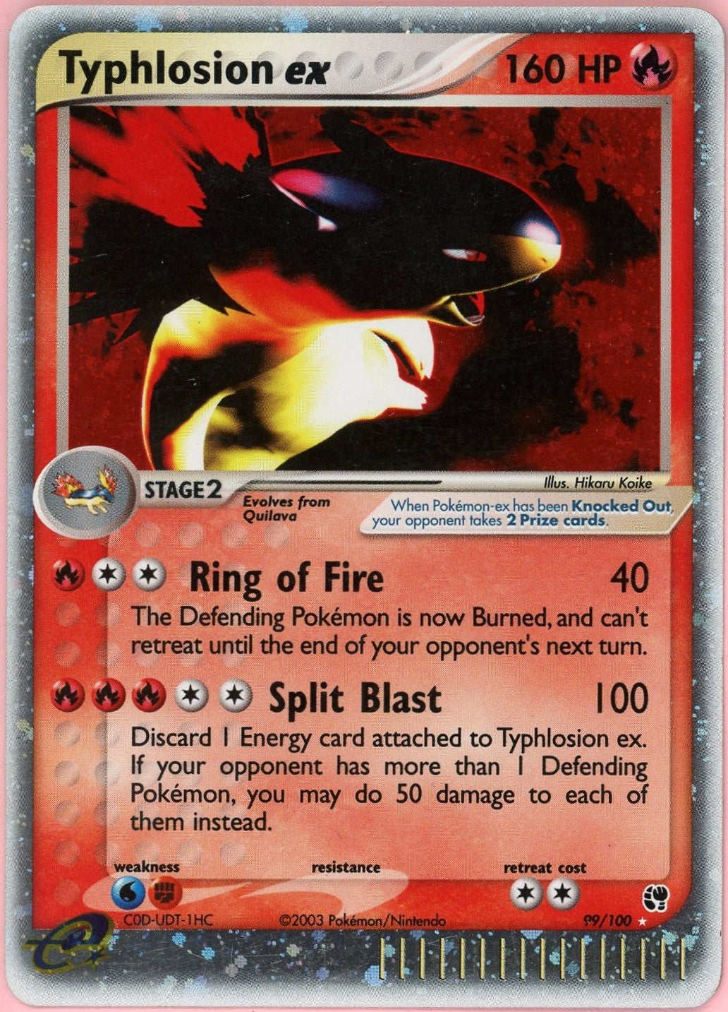 Pokemon Single: Typhlosion ex 99/100 Sandstorm (2003) Holo LP