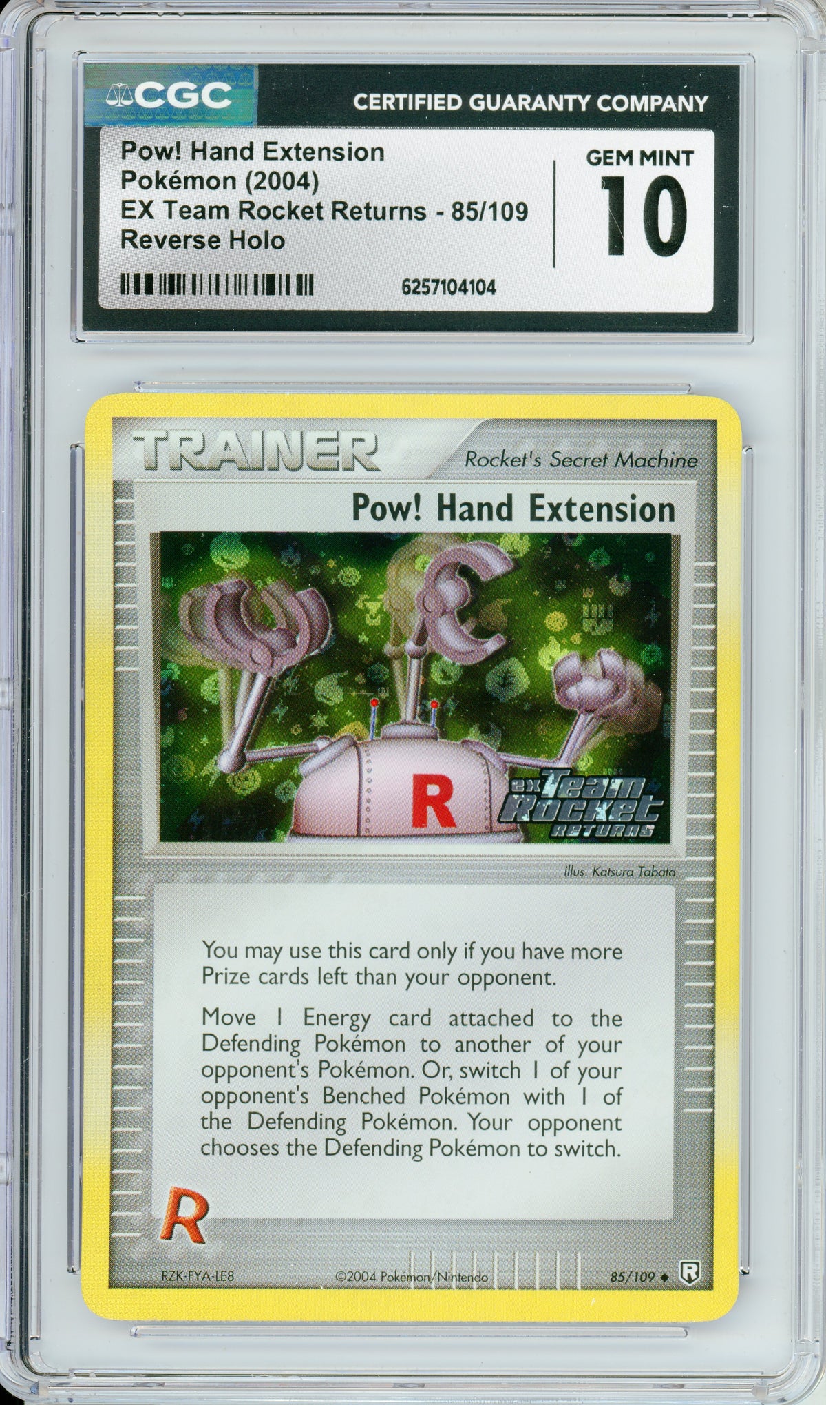 Pokemon Graded: Pow! Hand Extension 85/109 EX Team Rocket Returns (2004) Reverse Holo CGC 10