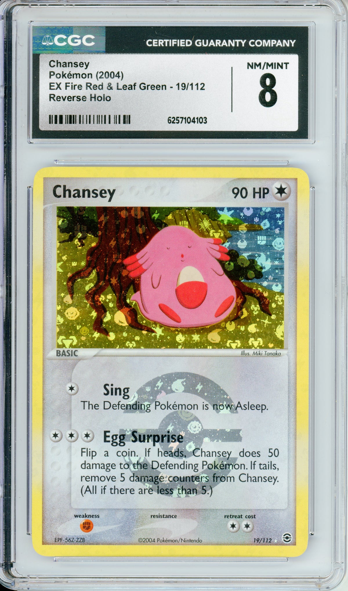 Pokemon Graded: Chansey 19/112 EX Fire Red & Leaf Green (2004) Reverse Holo CGC 8