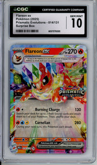 Pokemon Graded: Flareon ex 014/131 Prismatic Evolutions (2025) Stamped Double Rare CGC 10
