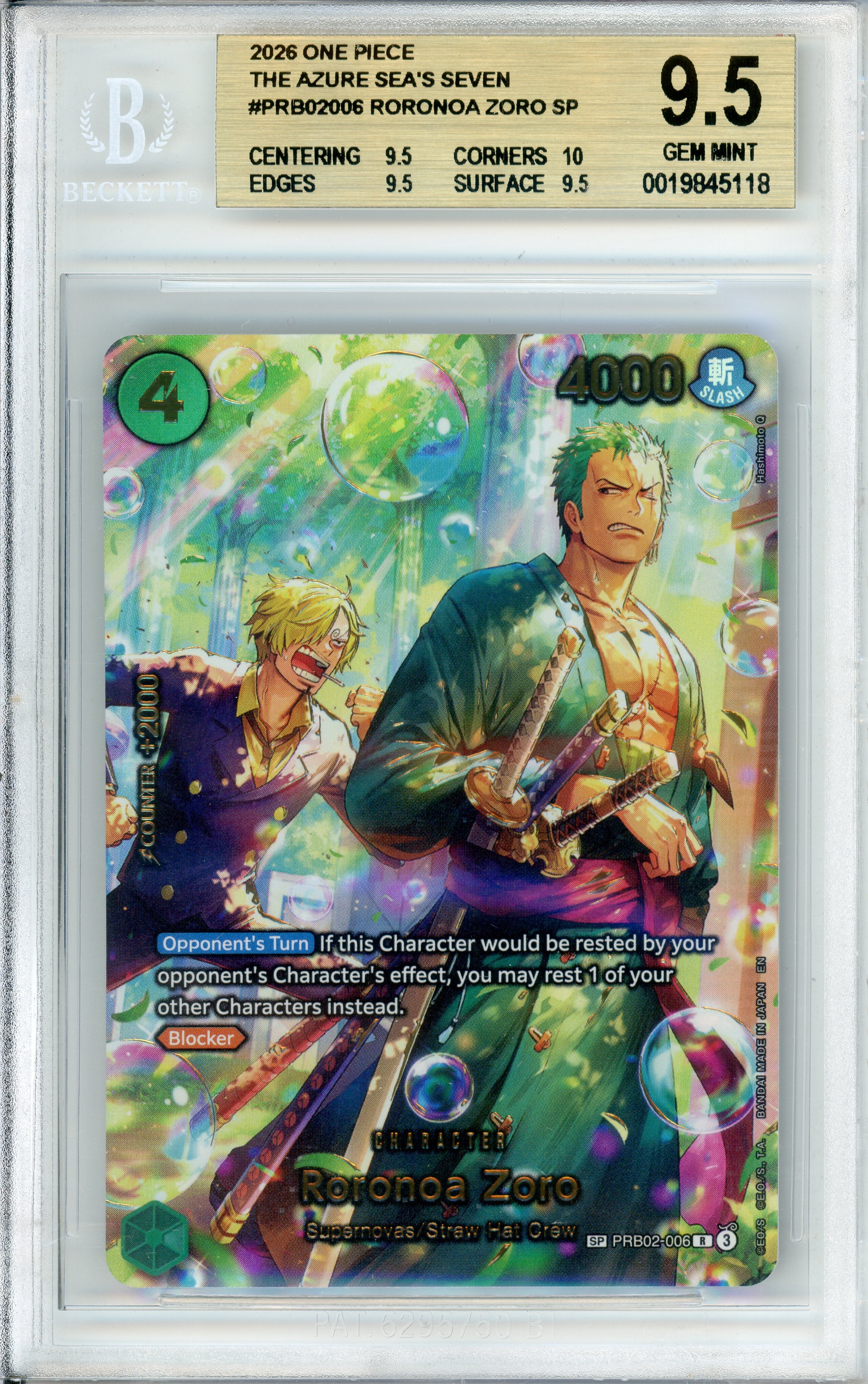 One Piece Graded: Roronoa Zoro OP14-EB04 The Azure Sea's Seven