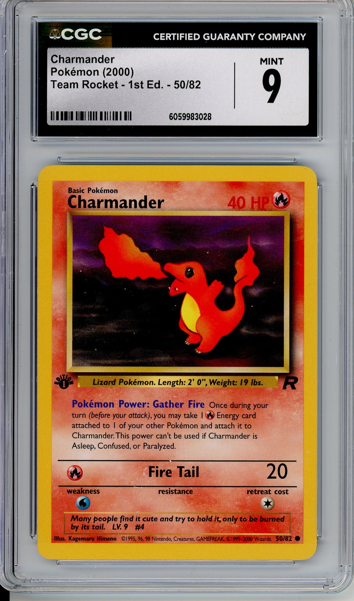 Pokemon Graded: Charmander 1st Edition 50/82 Team Rocket (2000) Common CGC 9