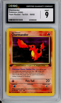 Pokemon Graded: Charmander 1st Edition 50/82 Team Rocket (2000) Common CGC 9