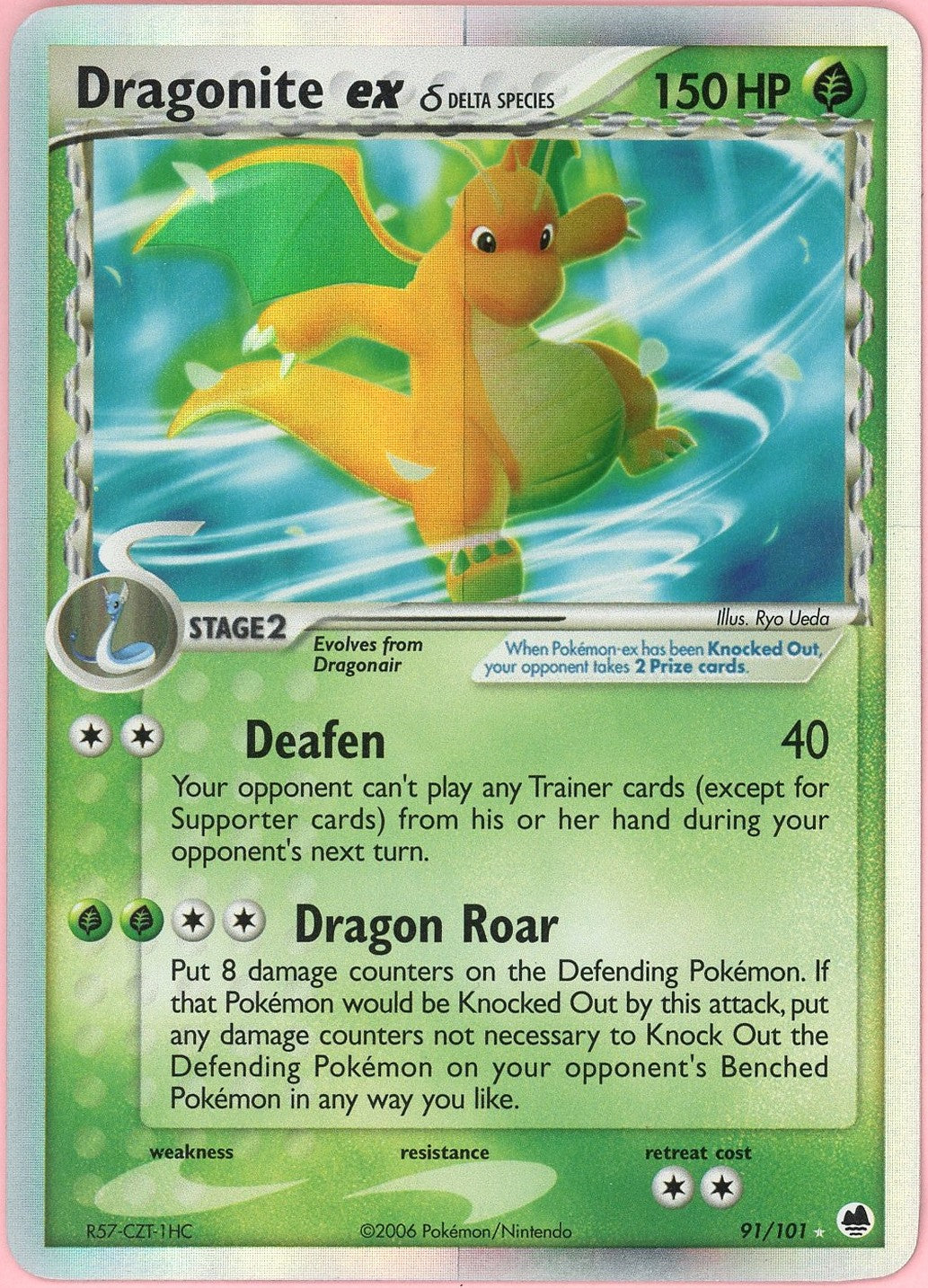 Pokemon Single: Dragonite ex 91/101 Delta Species Dragon Frontiers (2006) Holo NM