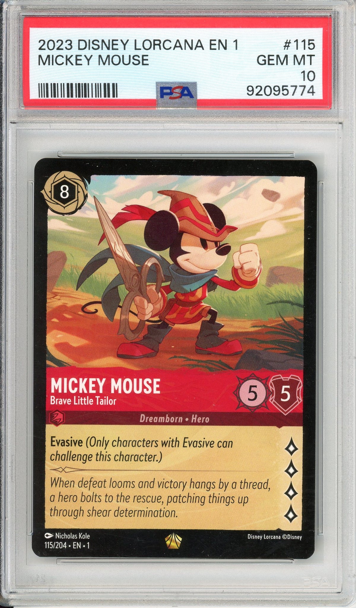Lorcana Graded: Mickey Mouse 115/204 First Chapter (2023) PSA 10
