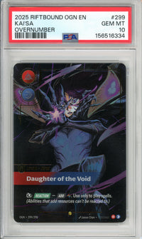 Ridtbound Graded: Kai'sa Daughter Of The Void 299/298 Overnumber (2025) PSA 10
