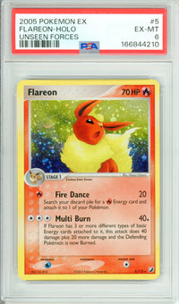 Pokemon Graded: Flareon 5/115 Unseen Forces (2005) Holo PSA 6
