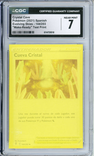 Pokemon Graded: Spanish Crystal Cave 144/203 "Make-Ready" Test Print CGC 7