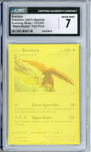 Pokemon Graded: Spanish Braviary 137/203 "Make-Ready" Test Print CGC 7