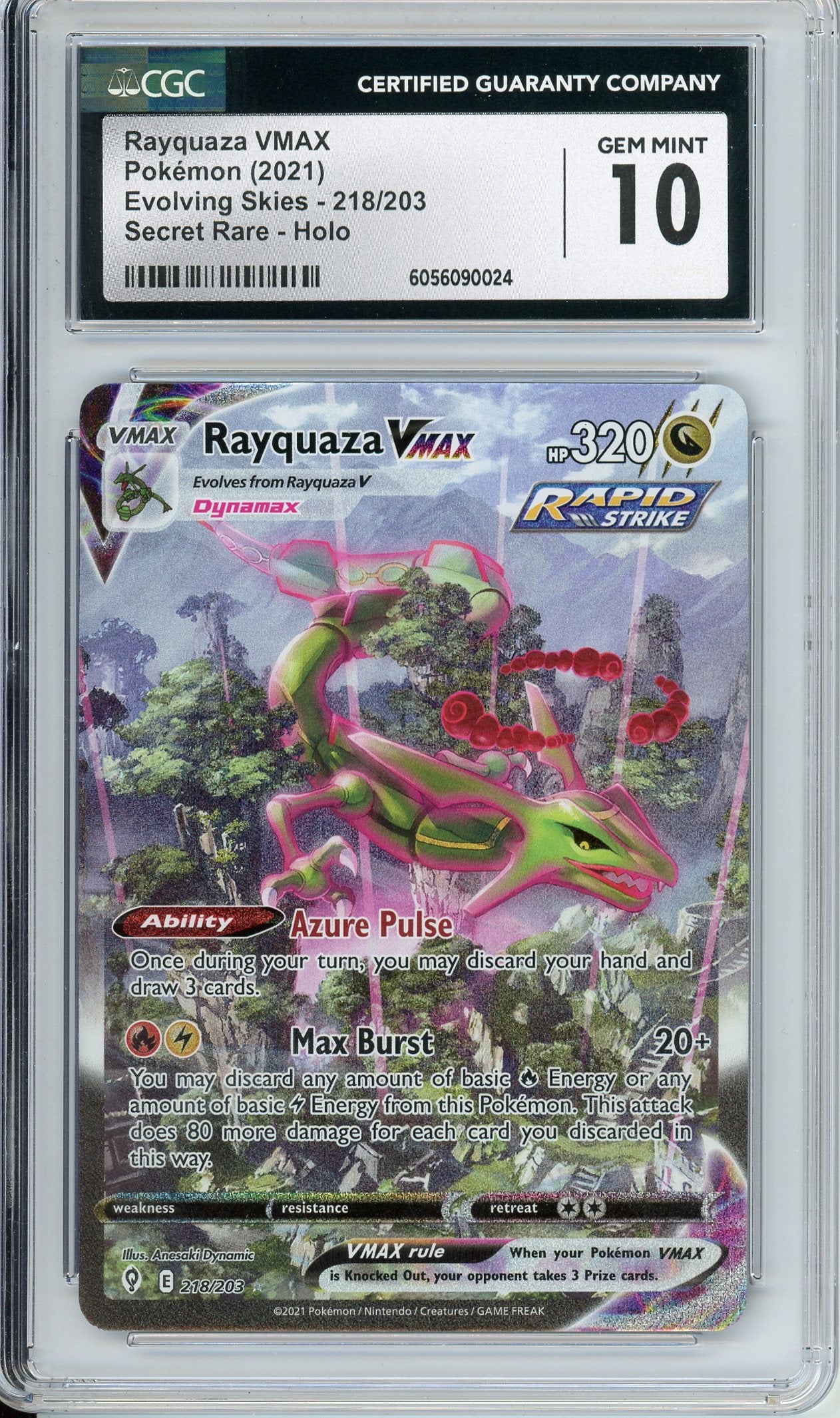 Pokemon Graded: Rayquaza VMAX 218/203 Evolving Skies (2021) Secret
