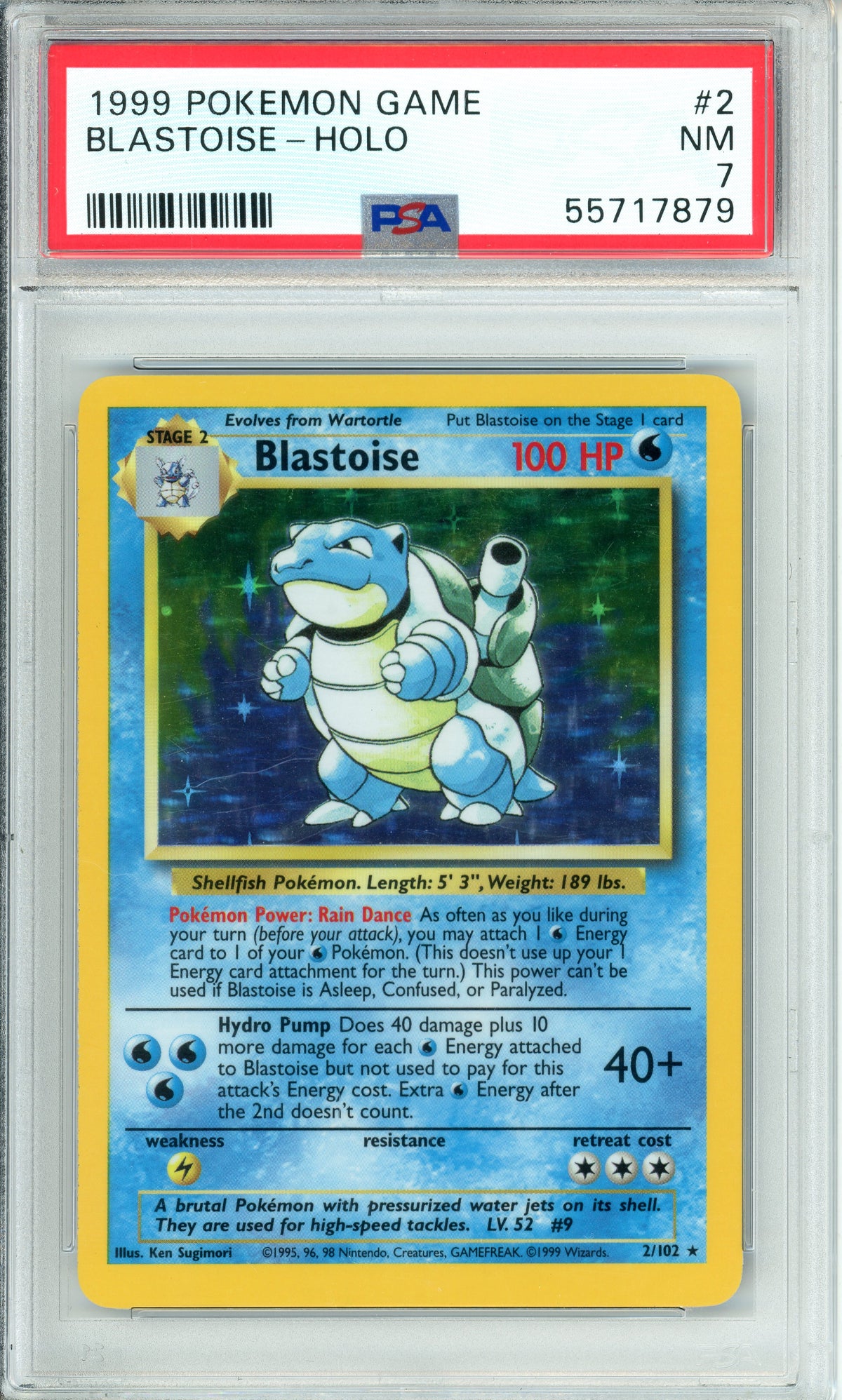 Pokemon Graded: Blastoise 2/102 Base Set (1999) Holo PSA 7
