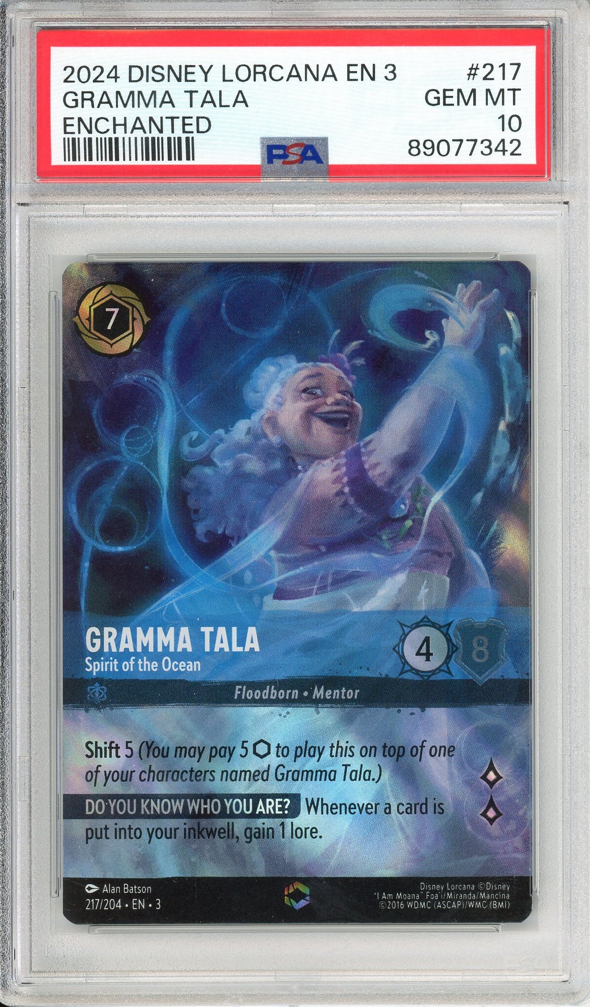 Pokemon Graded: Gamma Tala Spirit of the Ocean 217/204 Lorcana Into The Inklands (2024) Foil PSA 10