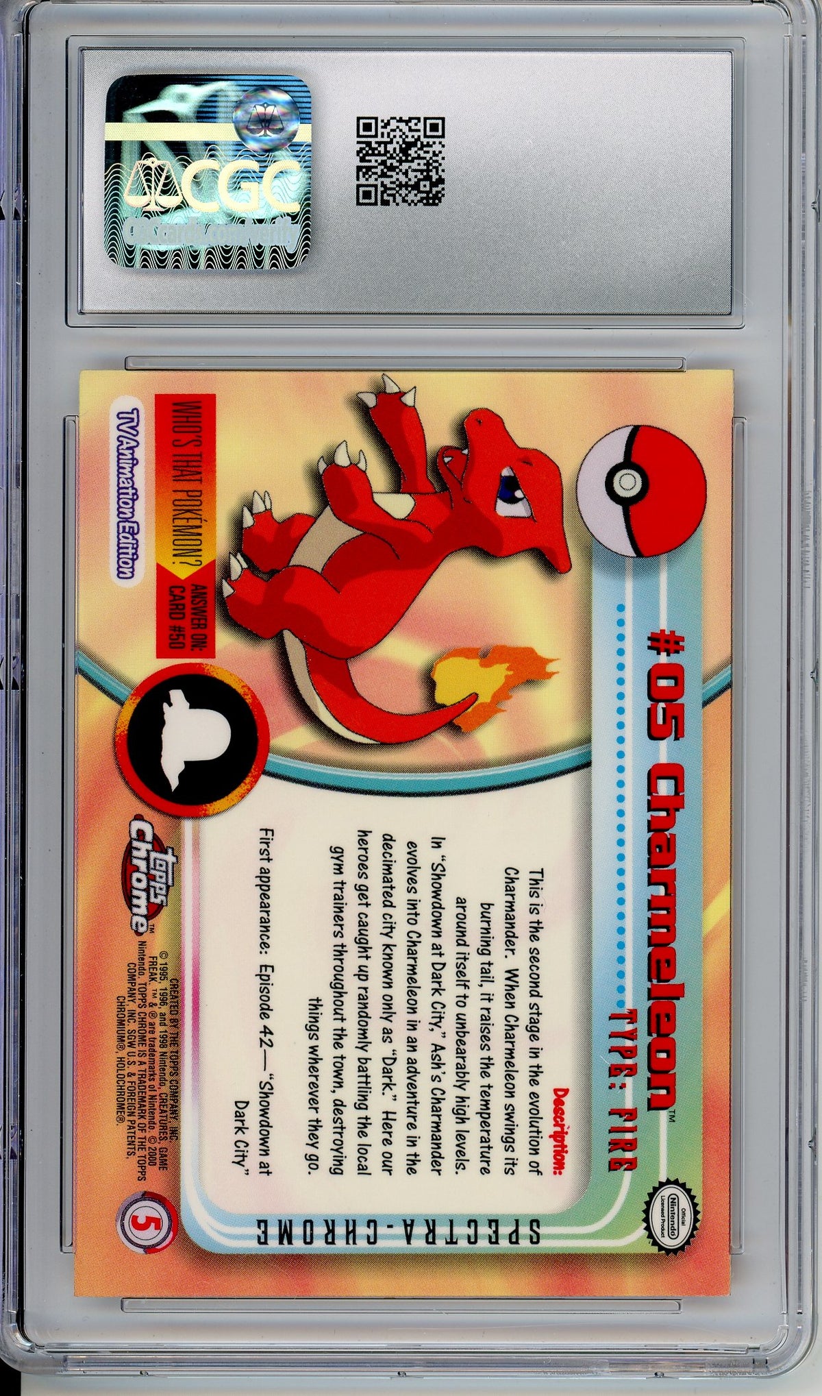 Pokemon Graded: Charmeleon TOPPS (2000) Spectra-Chrome CGC 8.5